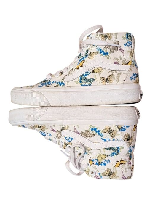 Vans Shoes - Vans Women's White Canvas High-Top Butterfly Print Sneakers